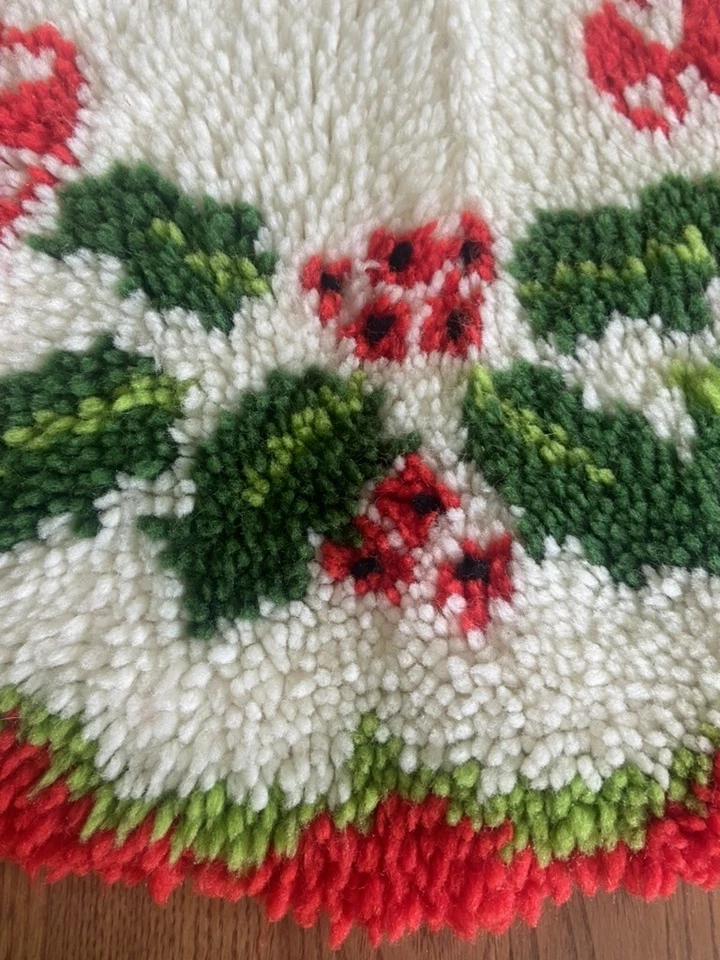 Falda de árbol de Navidad vintage gancho de cierre bastón de caramelo de acebo 34" corona decoración navideña Foto 2 de 4