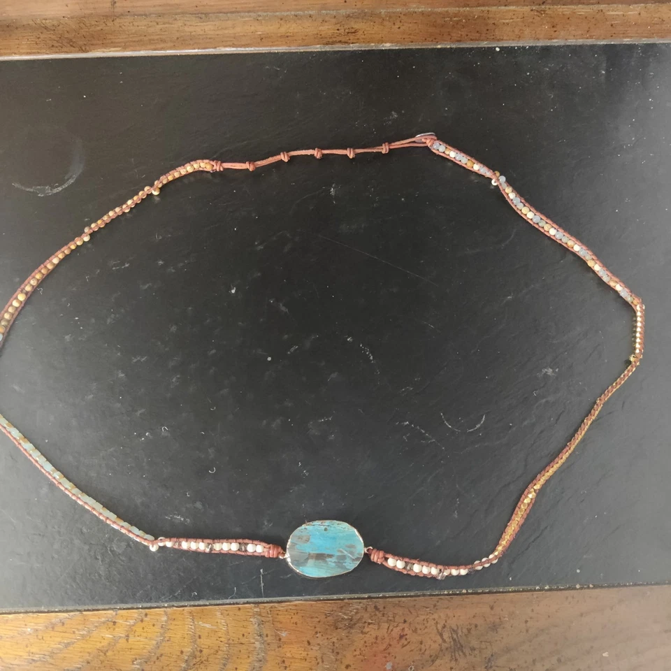 Boho Waist Beads Blue Petrified Wood, adjustable - Image 1 of 4
