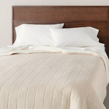 King Textured Grid Coverlet Beige - Hearth  Hand with Magnolia: Farmhouse