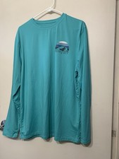 Hang Ten Shirt Mens L UPF 50 UV Protection Teal Long Sleeve Stretch DISCOUNTED