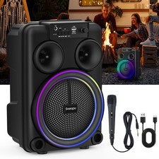 Portable Bluetooth Loud Speaker Karaoke System USB/TF/FM/AUX/RGB For Home Party