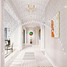 Crystal Glass Beaded Curtain for Doorway Hanging Door Beads Curtain Arched Be...