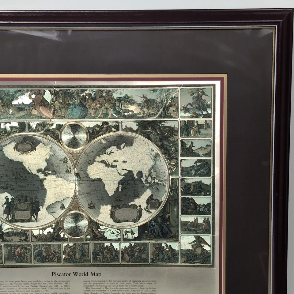 Vintage Bombay Company Piscator Double Hemisphere Gold Foil Map – 30×26 - Image 4 of 4