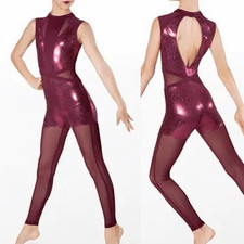 WEISSMAN Elite Dance Costume red jazz acro Unitard NV12034 LC child