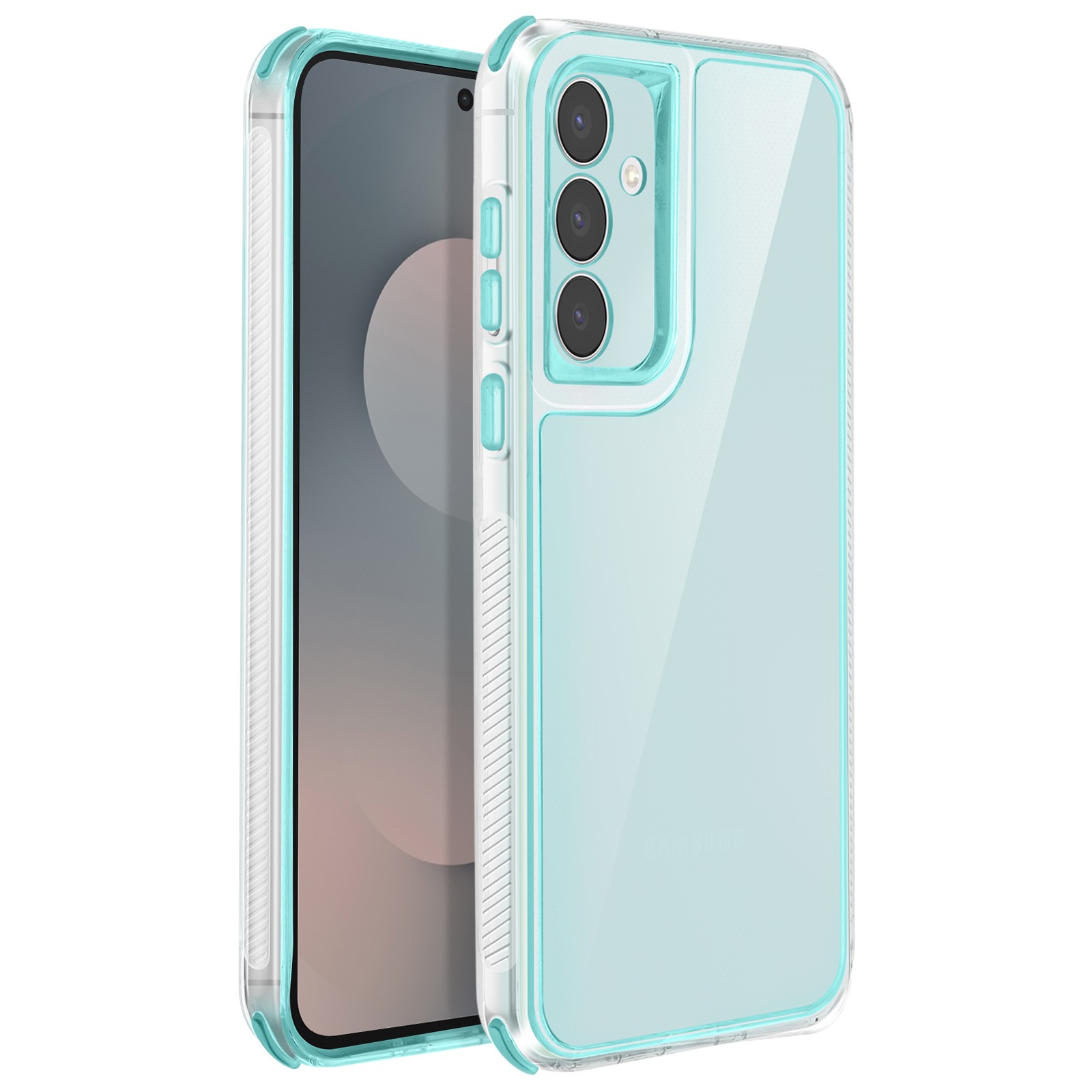 Coque Galaxy S25 FE Avizar antichoc turquoise avec bords silicone antidérapants