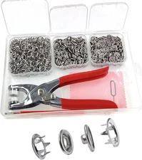 Snap Fasteners Kit 200 Sets, Metal Snap Button Kit with Fastener Pliers No Sewin