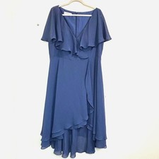 JJs HOUSE NEW Wedding Formal Elegant Stormy Chiffon Wrap Maxi Dress Size 18W.