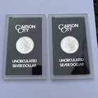2 Carson City Morgan Silver Dollars -1884CC Original Holders Uncirculated/BRIGHT