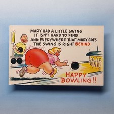 Comic Postcard C1965 Fat Lady Bottom Ten Pin Bowling Plastichrome Colourpicture