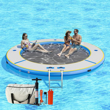 12FT Inflatable Water Hammock for Adults round Floating Dock Platform with Mesh