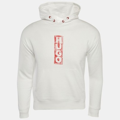 Hugo Boss Kids White Printed Cotton Hoodie 12 Yrs