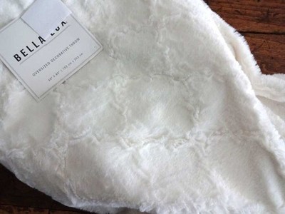 BELLA LUX WINTER WHITE Super Soft FAUX FUR Oversized THROW BLANKET 60x80''