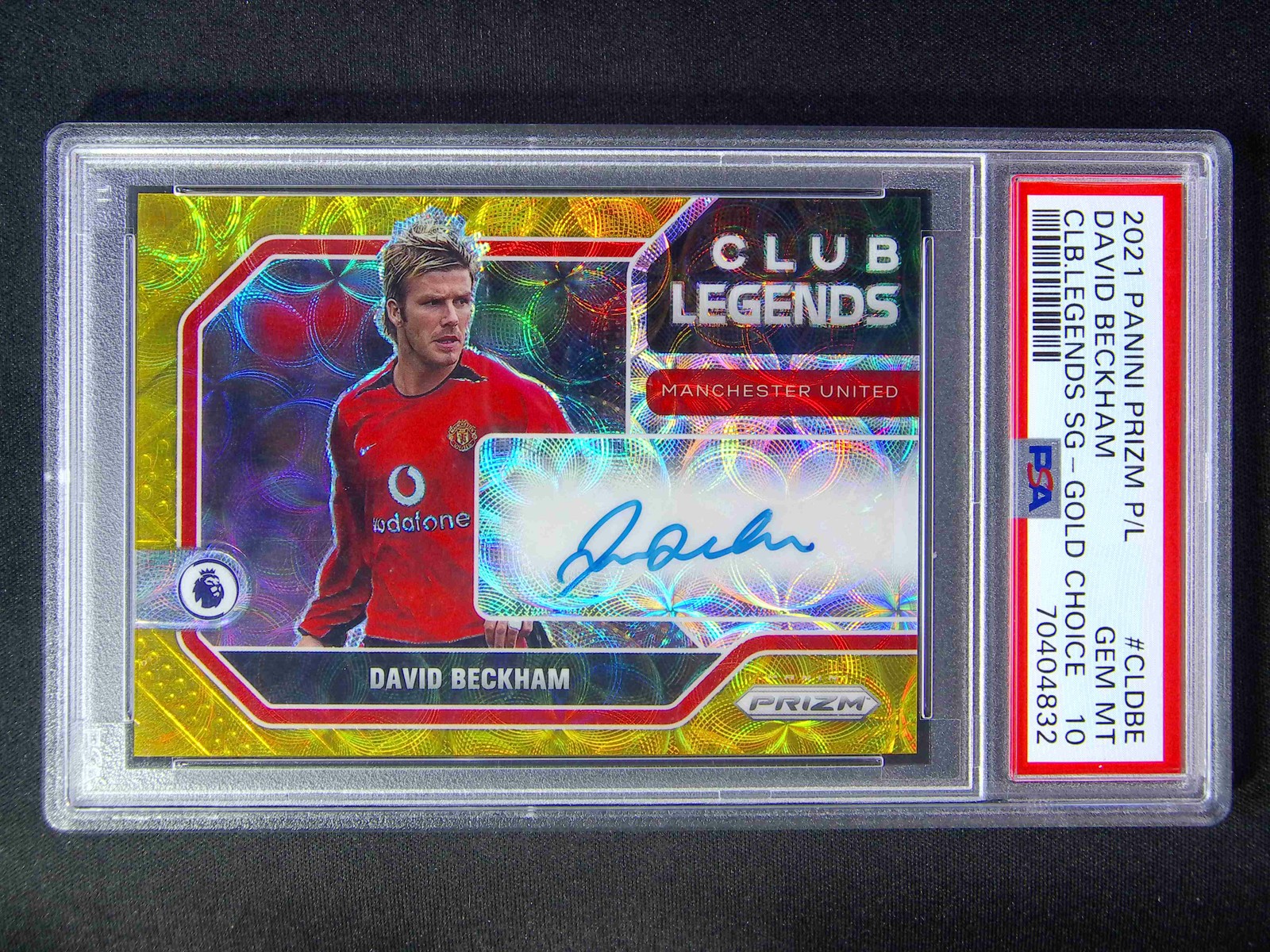 5/5≈1/1 2021-22 Prizm Premier David Beckham Club Legends Auto Gold Choice PSA 10