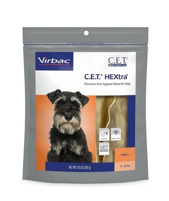 Virbac C.E.T. HEXtra Premium Dental Oral Hygiene Chews for Small Dogs 11-25lbs