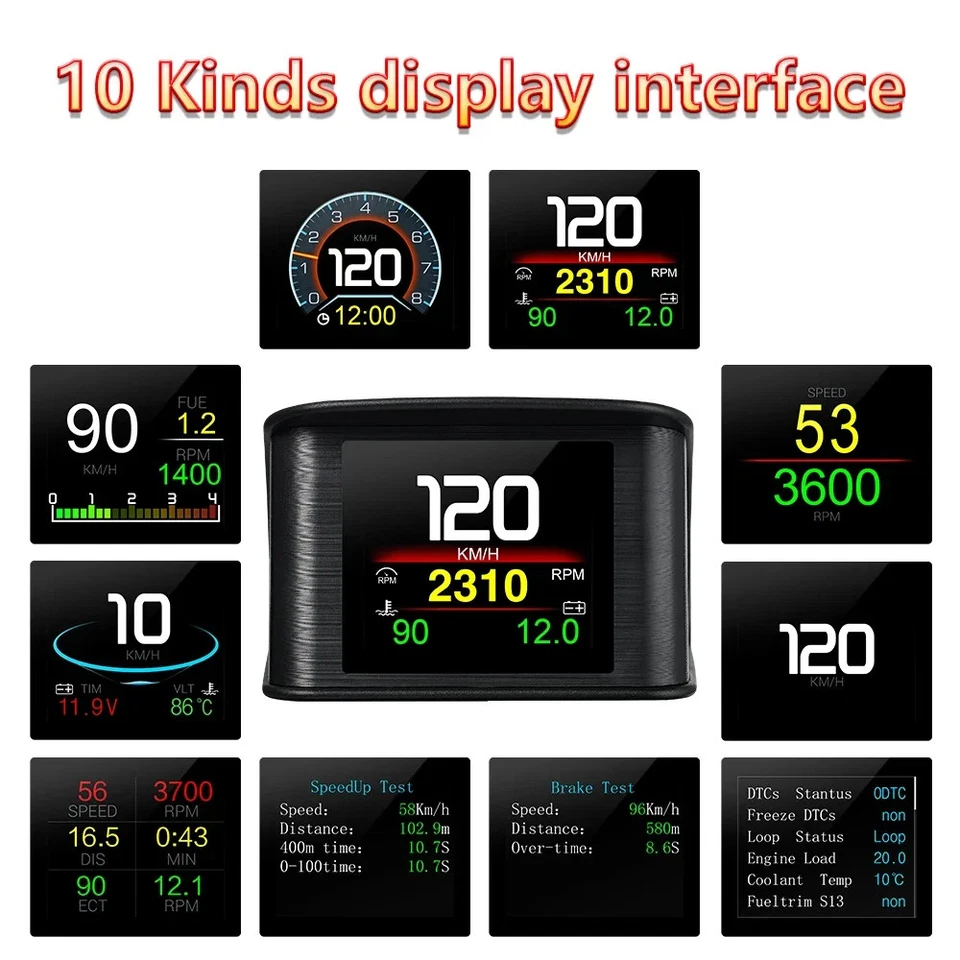 OBD2/GPS Headup Display For Car Smart Gauge Digital Speed Car System Accessoires - Image 4 of 4