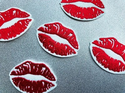 Red Kiss Lippen Patch Bügelbild, Disco Abzeichen, Kuss Applikation Konzert DIY Jacke