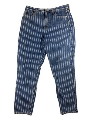 American Eagle Outfitters Women s Size 10 Blue Pin Stripe High Rise Mom Jeans
