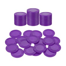 64Pcs 1.5" Plastic Poker Chips Bingo Chips Learning Counters Purple Pattern