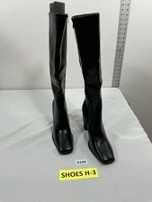 Womans Full Zip Knee High Boots 9.5 Black Block Heel Square Toe NWOT 