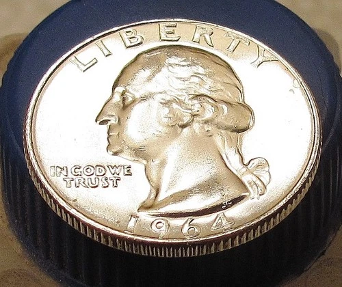 1964     Brilliant Uncirculated  Quarter 90% SILVER    Blazing  Luster #408 ~ 5