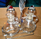 Dary Rees oil and vinegar cruet set with decorative wire holder artistic style — photo 3