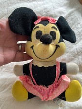 Vintage 1980s Walt Disney Productions Plush Minnie Mouse 6.5" in Pink Dress