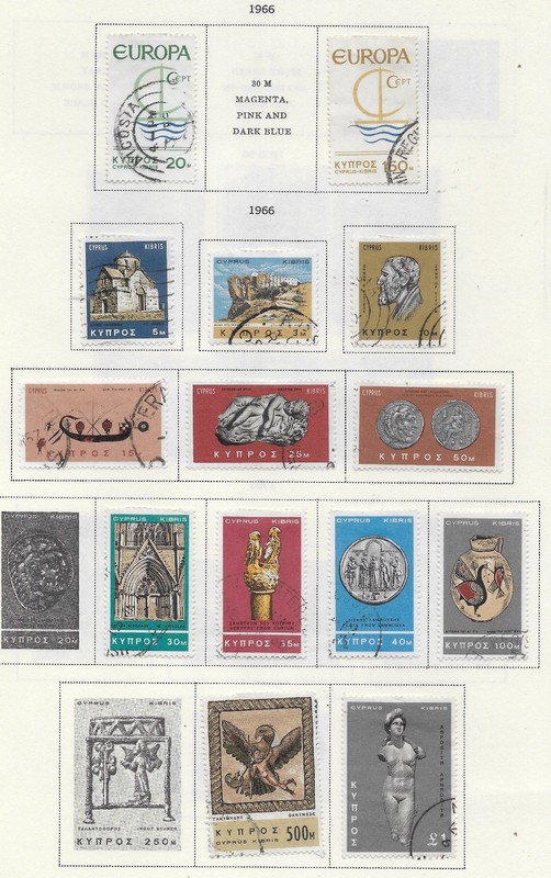 14 Cyprus Stamps from Quality Old Antique Album 1966
