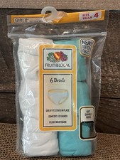 Fruit of the Loom 6-Pack Girl's Tagless Underwear Assorted Briefs Size 4