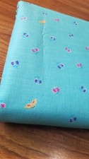 Vintage 100 Cotton Fabric Sewing/Quilting 4 yds. Tealy Blue ground-Unwashed