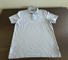 Travis Mathew Men's Polo Shirt Large Blue/White Striped, Short Sleeve