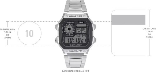 Casio Men's Watch World Time LCD - Stainless Steel - AE1200WHD-1A - 第 3/4 張圖片