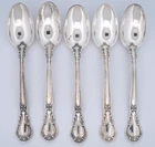 FIVE Gorham Sterling Silver CHANTILLY Pattern, 4-1/8" Demitasse Spoons, NO MONO