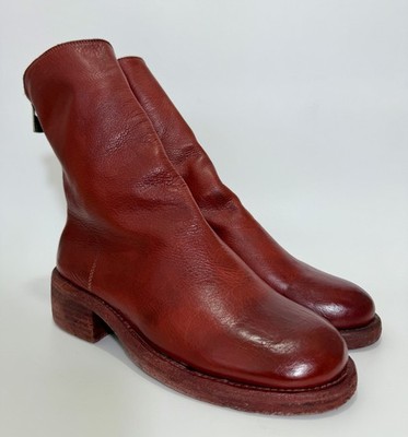 Guidi Womens Back Zip Leather Boots in Burgundy Size 37 EU/7 US/4 UK