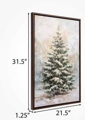 Snowy Tree Light Up Canvas Wall Decor Viral Christmas Holiday Home Decor - Picture 2 of 4