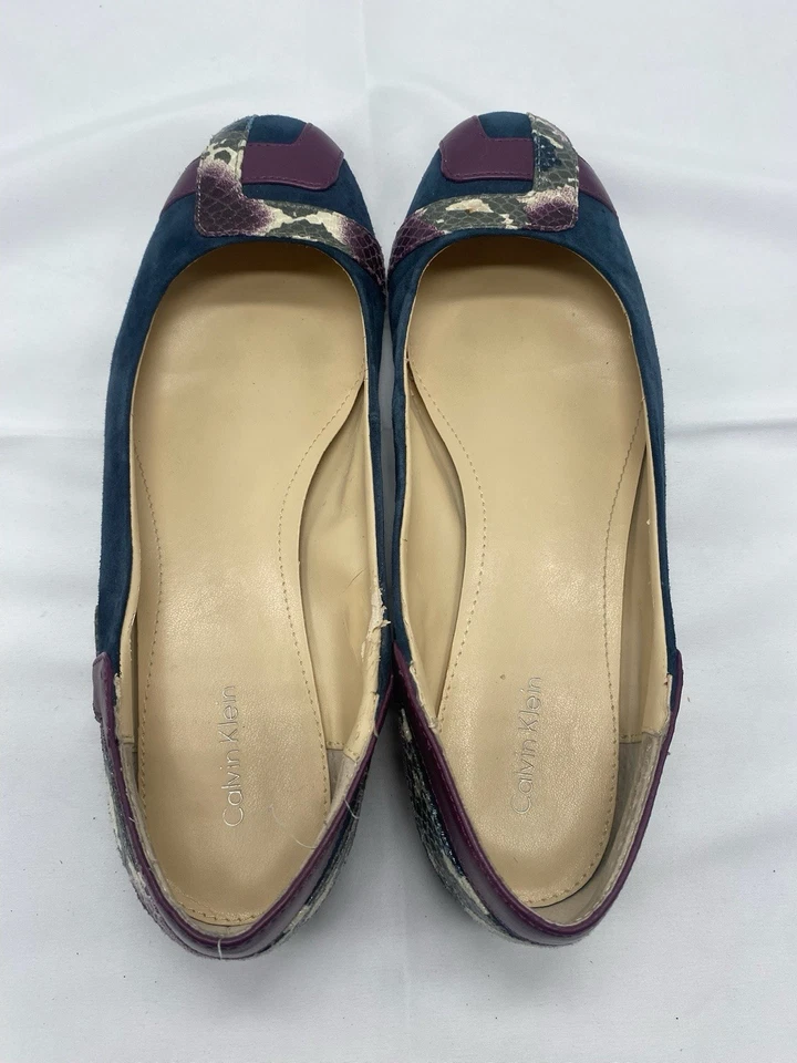 CALVIN KLEIN Snake Print Suede Leather Ballet Flats Loafer Womens Shoes Sz 9 - Image 3 of 4