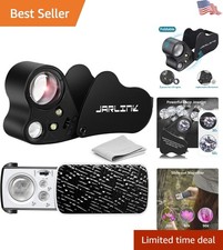 2-Pack Jewelers Loupe: 30X, 60X, 90X LED UV Magnifier for Gem Identification