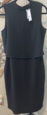 New York Co Women Layered Sheath Dress 10 Black Stretch Sleeveless Career NWT