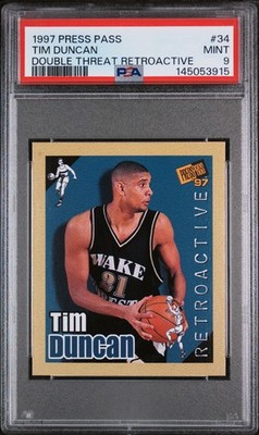 1997 Press Pass Double Threat - Retroactive Tim Duncan #34 (RC) LOW POP