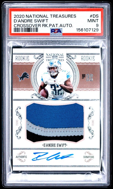 2020 NATIONAL TREASURES CROSSOVER RPA #DS D'ANDRE SWIFT 40/99 PSA 9 AUTO
