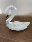 Fenton Swan Figurine 25th Anniversary Artist Signed Hand Painted Glass Art -T3