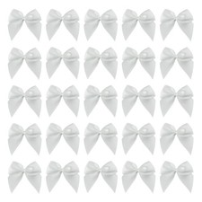 50pcs 5/8" Boutique Mini White Satin Ribbon Bows Flowers Appliques DIY Craft ...