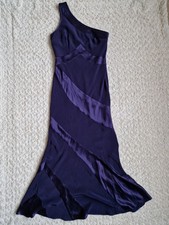 NEXT One Shoulder Satin Evening Dress UK 8 Plum Purple Y2K Formal Midi Maxi