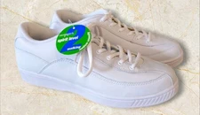 Easy Spirit Level 2 Women's White Navy Leather Tie Shoes Size 7 1/2M~Please Read