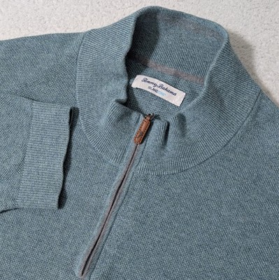 NEW TOMMY BAHAMA Big Men's 3XLB IslandZone Coolside Half Zip Sweater $168 BLUE