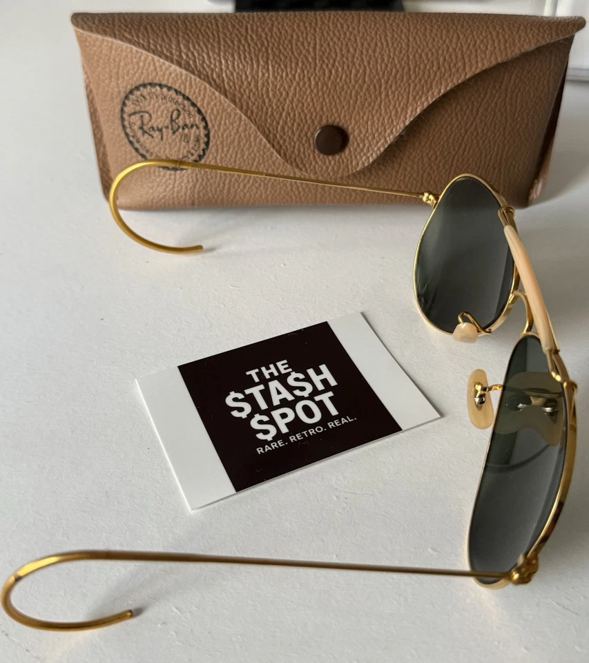 Auténtico B&L Ray-Ban Aviator EE. UU. Vintage Marco Dorado G-15 Cable Templos 58/14 Foto 2 de 4