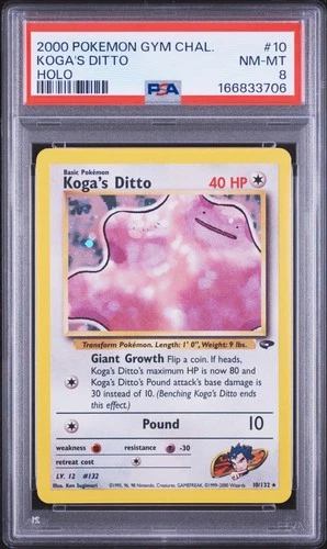 Pokemon Koga's Ditto Gym Challenge Unlimited 10/132 Holo PSA 8