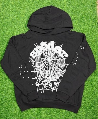 sp5der OG Web Pullover Hoodie Black/White Graphic Print Logo Men's Size M