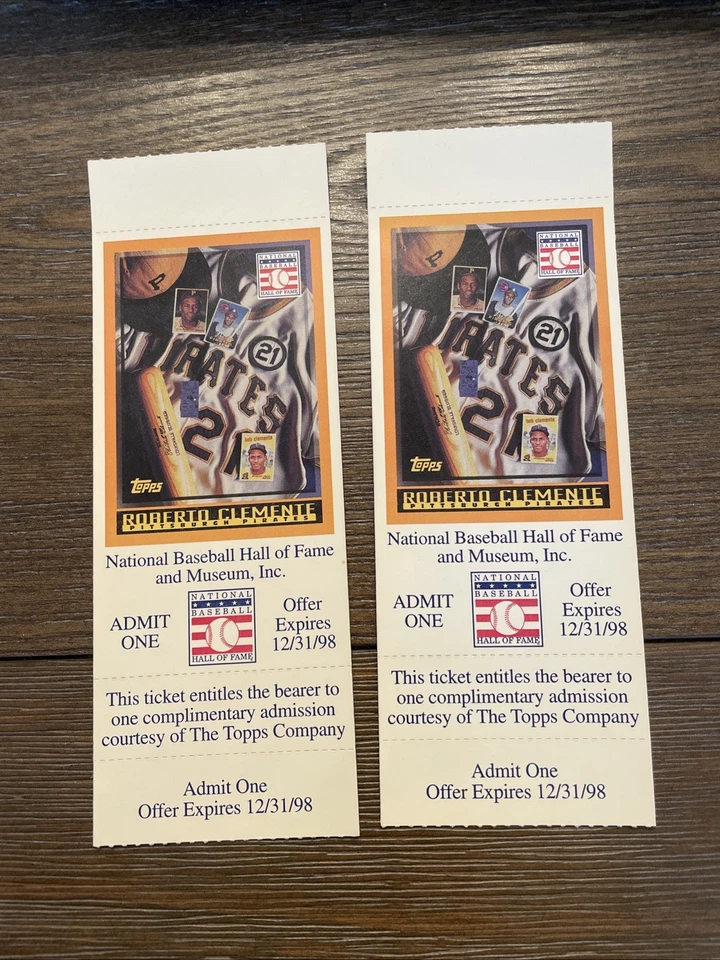 ROBERTO CLEMENTE PIRATES HALL OF FAME COMMEMORATIVE ADMISSION TICKET 12/31/98 - Image 2 of 4