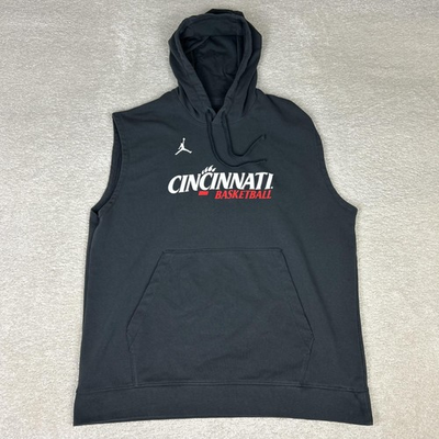 #ad Cincinnati Bearcats Sweatshirt Mens XL Gray Basketball Jordan Sleeveless Hoodie $54.99