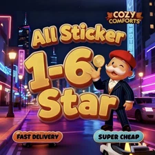 Monopoly Golden Blitz Stickers Go 1🌟- 6🌟 (All Available) CHEAPEST！)🚀24/7